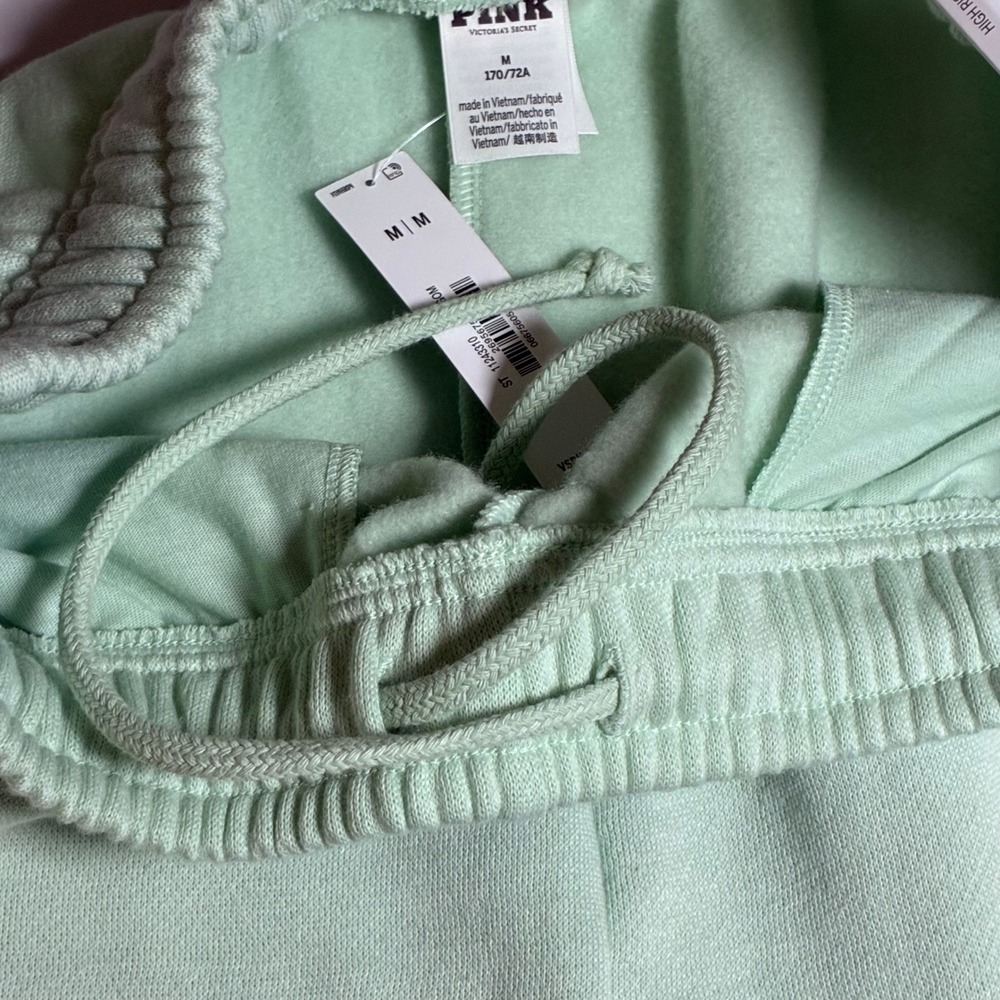 VS PINK High Rise Relaxed Fleece Sweatpants M Wish You Were Here Joggers - Picture 9 of 12